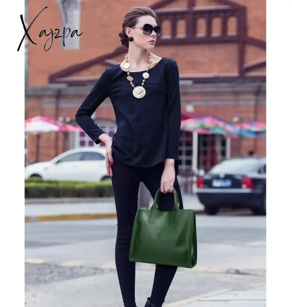 Xajzpa - Vintage Genuine Leather Bags Women Messenger Bags High Quality Oil Wax Female Leather Handbags Ladies Shoulder Bag New C836